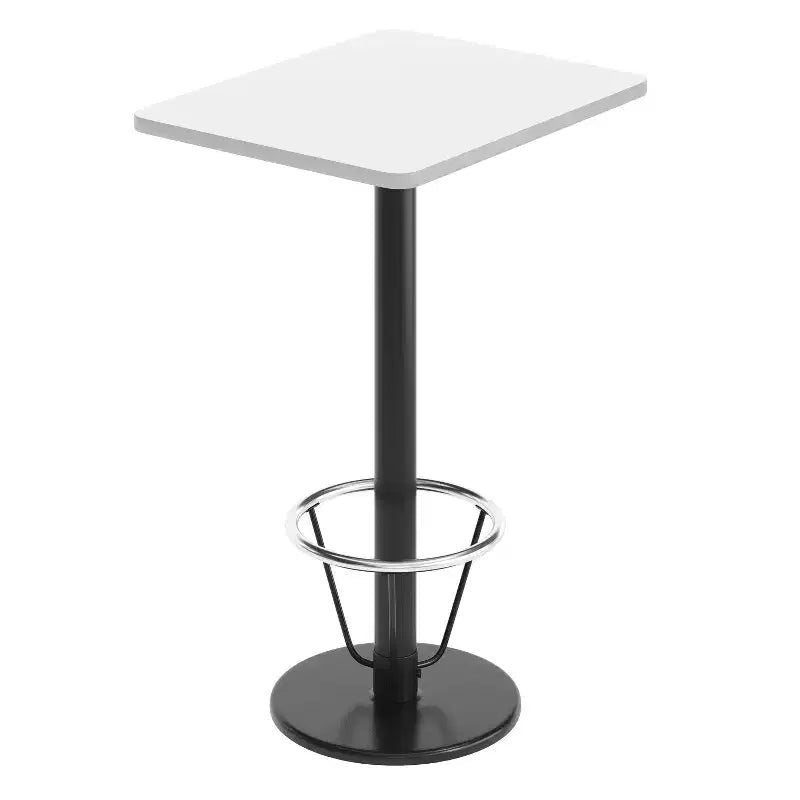 Plateau de table rectangulaire en stratifié 61 x 76 cm Flash Furniture avec pied de table rond de 46 cm de hauteur de bar et repose-pieds