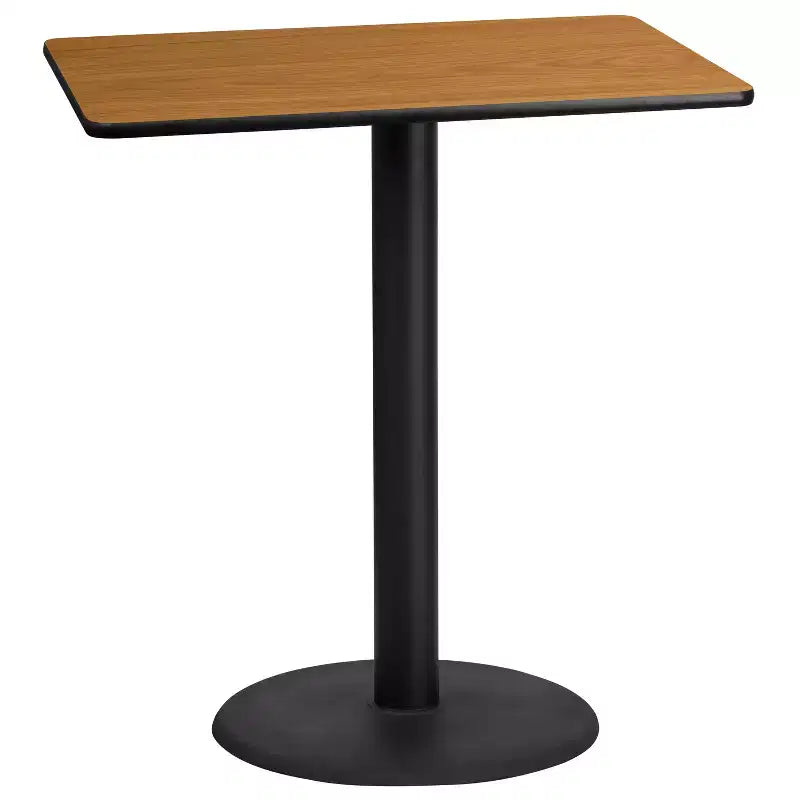 Plateau de table rectangulaire stratifié Flash Furniture 76 x 107 cm avec pied de table rond hauteur bar 61 cm