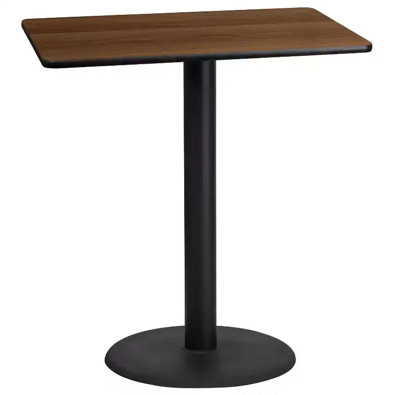 Plateau de table rectangulaire stratifié Flash Furniture 76 x 107 cm avec pied de table rond hauteur bar 61 cm