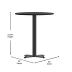 Dessus de table rond stratifié Flash Furniture de 36 po avec base de table hauteur bar de 30 po x 30 po