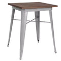 Flash Furniture 23.5 Square Metal Indoor Table with Rustic Wood Top