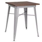 Flash Furniture 23.5 Square Metal Indoor Table with Rustic Wood Top
