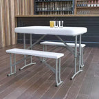 Ensemble de 3 bancs et tables pliantes portables en plastique Flash Furniture