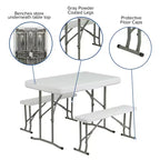Ensemble de 3 bancs et tables pliantes portables en plastique Flash Furniture