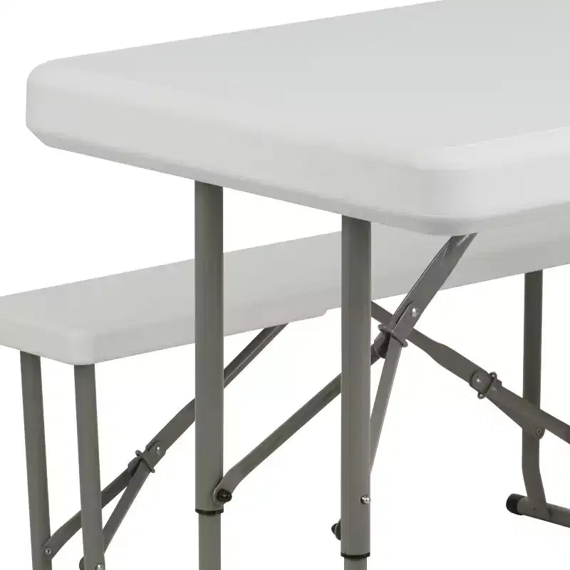 Ensemble de 3 bancs et tables pliantes portables en plastique Flash Furniture