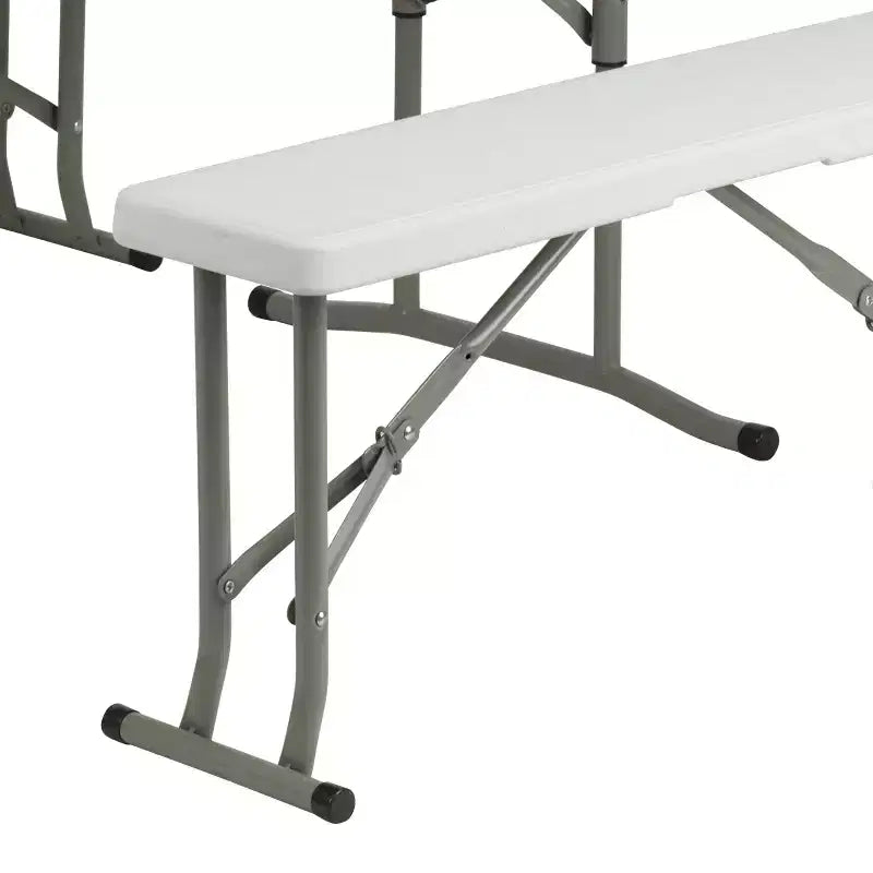 Ensemble de 3 bancs et tables pliantes portables en plastique Flash Furniture