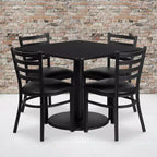 Ensemble de table carrée stratifiée 36" Flash Furniture avec piètement rond et 4 chaises en métal à dossier échelle