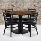 Ensemble de table carrée stratifiée 36" Flash Furniture avec piètement rond et 4 chaises en métal à dossier échelle