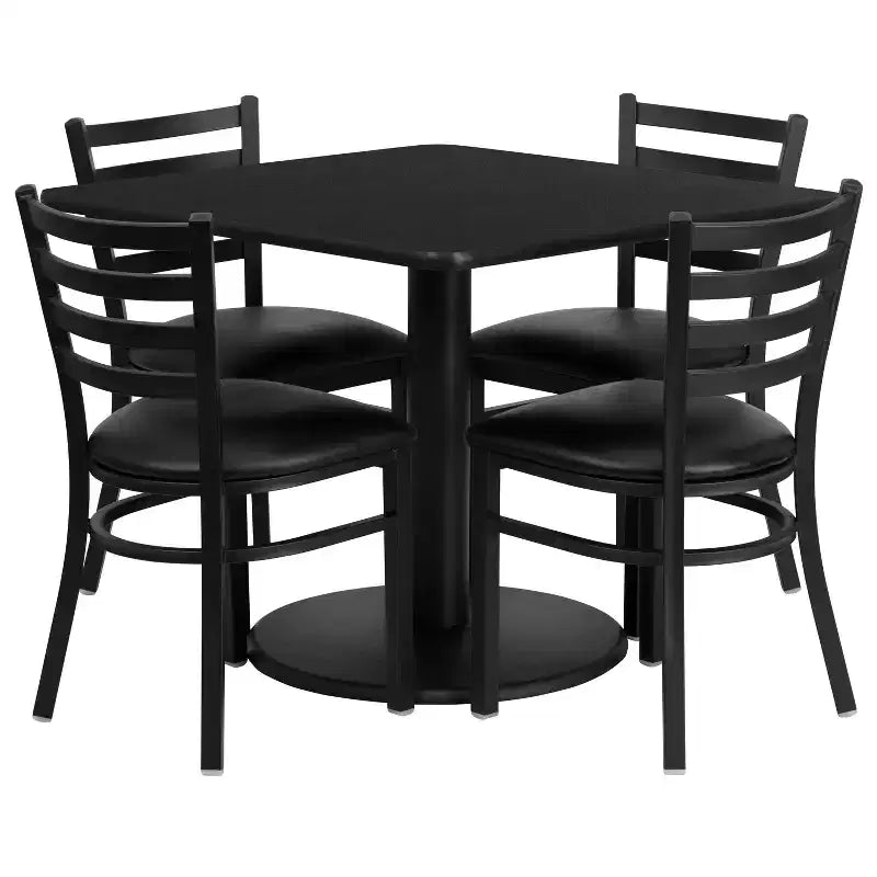 Ensemble de table carrée stratifiée 36" Flash Furniture avec piètement rond et 4 chaises en métal à dossier échelle