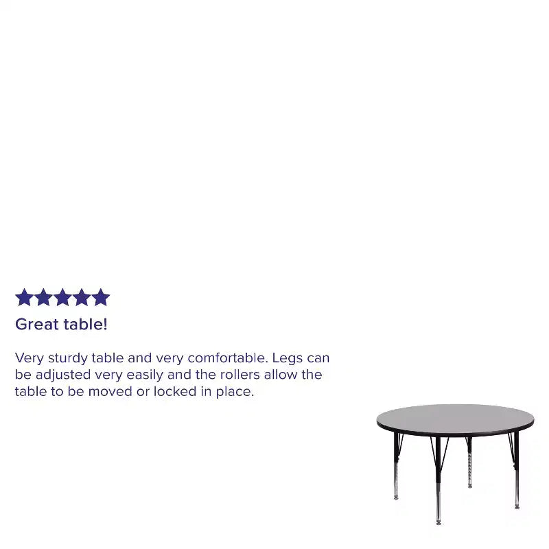 Flash Furniture Table d'activités ronde 42'' avec surface stratifiée - Pieds courts réglables en hauteur