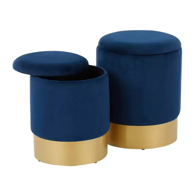 Ensemble de 2 poufs gigognes Marla Contemporary Glam - LumiSource