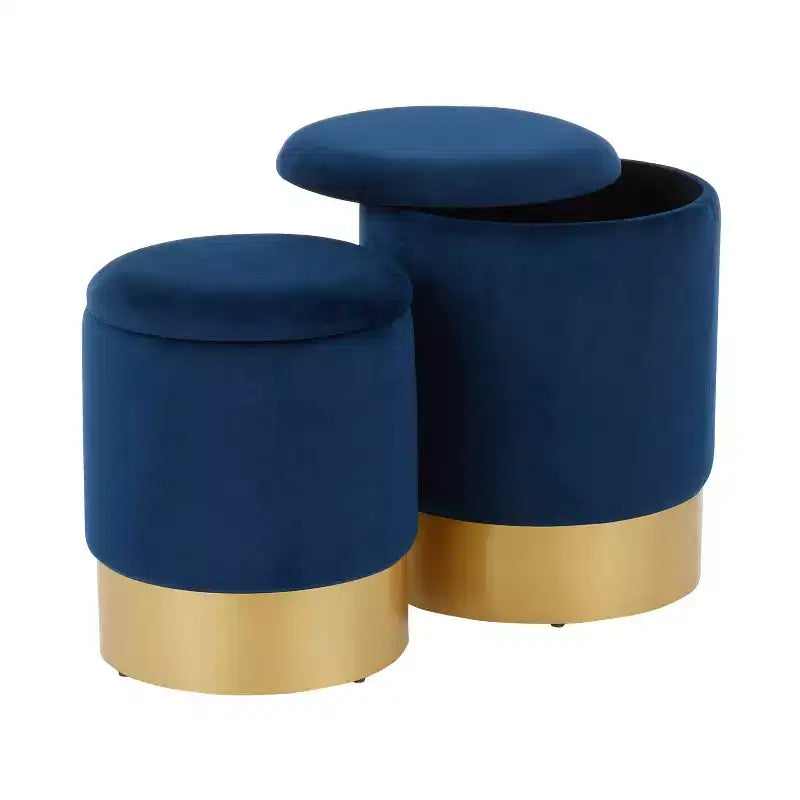 Ensemble de 2 poufs gigognes Marla Contemporary Glam - LumiSource