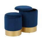 Ensemble de 2 poufs gigognes Marla Contemporary Glam - LumiSource