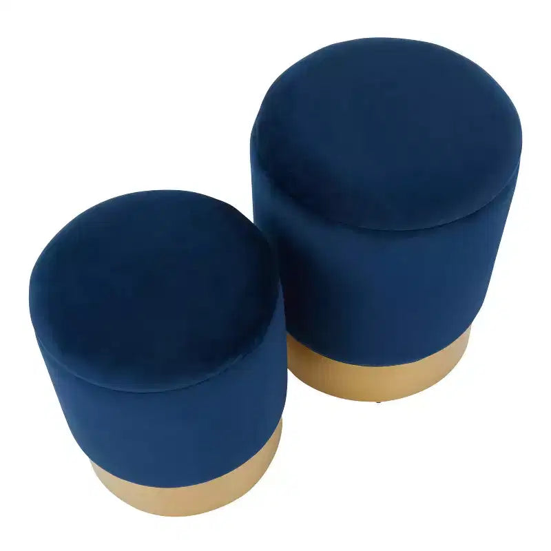 Ensemble de 2 poufs gigognes Marla Contemporary Glam - LumiSource