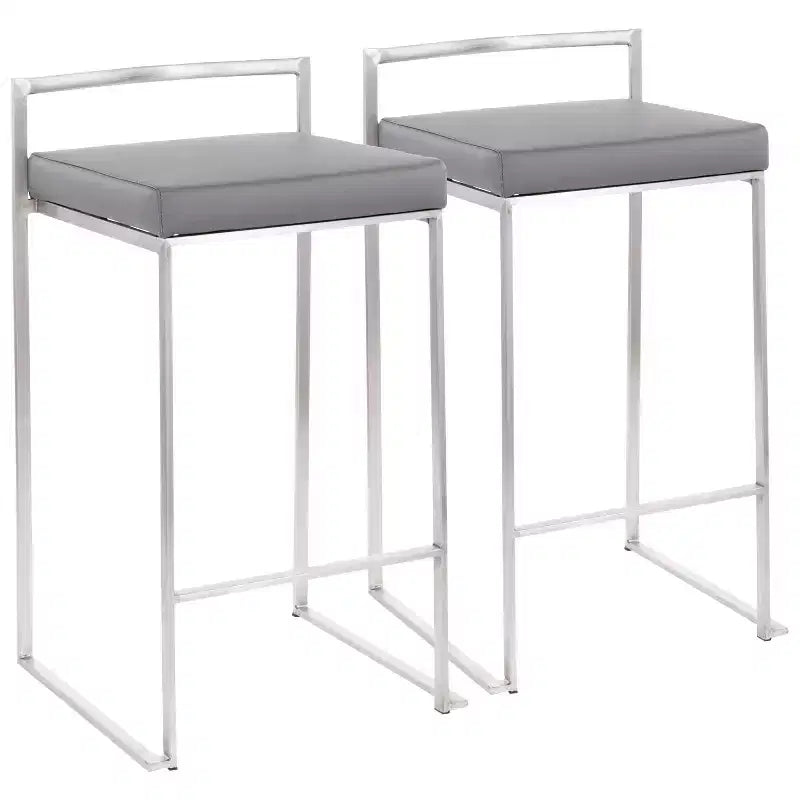 Ensemble de 2 tabourets de bar empilables contemporains Fuji - LumiSource