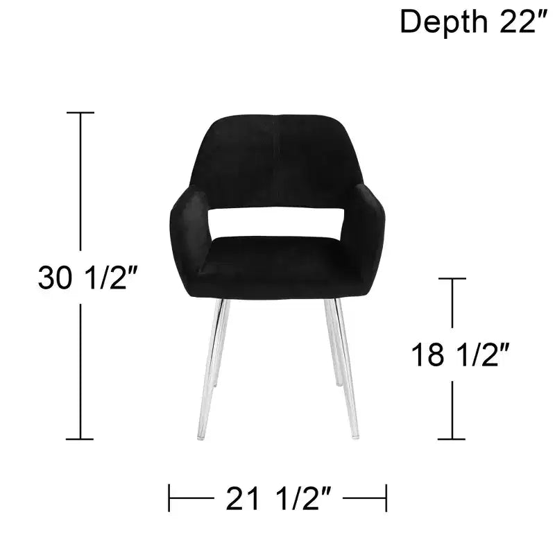 55 Downing Street Martin Chaise de salle à manger moderne en tissu noir