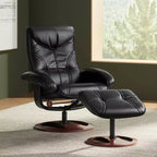 Fauteuil inclinable en cuir BenchMaster Black Swivel Ottoman, fauteuil moderne, ergonomique, inclinable manuellement, réglable pour chambre ou salon