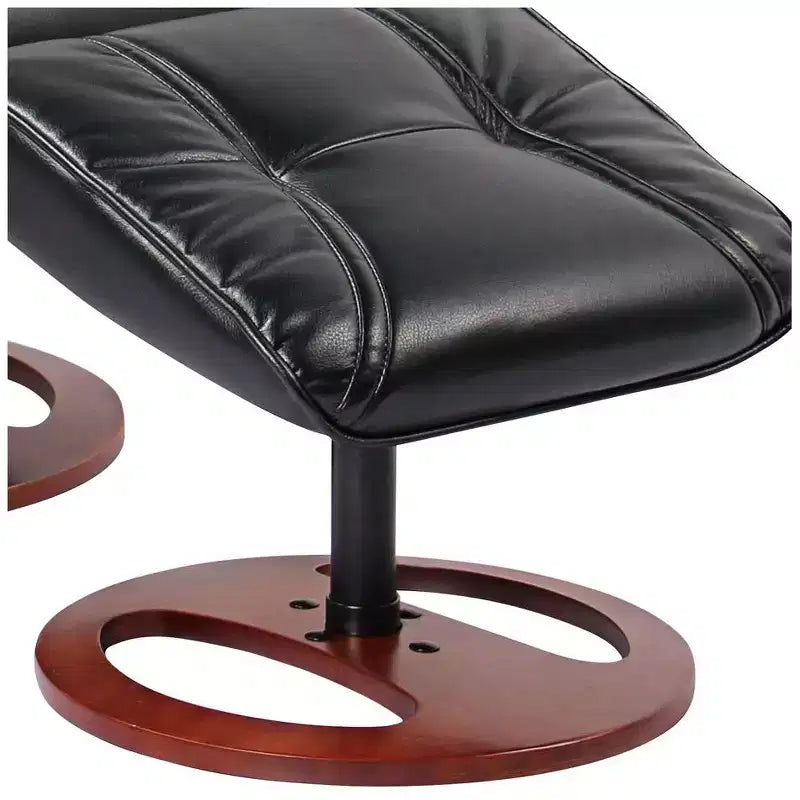 Fauteuil inclinable en cuir BenchMaster Black Swivel Ottoman, fauteuil moderne, ergonomique, inclinable manuellement, réglable pour chambre ou salon