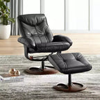 Fauteuil inclinable en cuir BenchMaster Black Swivel Ottoman, fauteuil moderne, ergonomique, inclinable manuellement, réglable pour chambre ou salon
