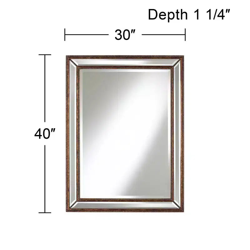Miroir mural décoratif rond Uttermost Palais, style vintage rustique, biseauté, cadre perlé bronze marbré, 76 cm de large pour salle de bain, chambre à coucher, salon, maison