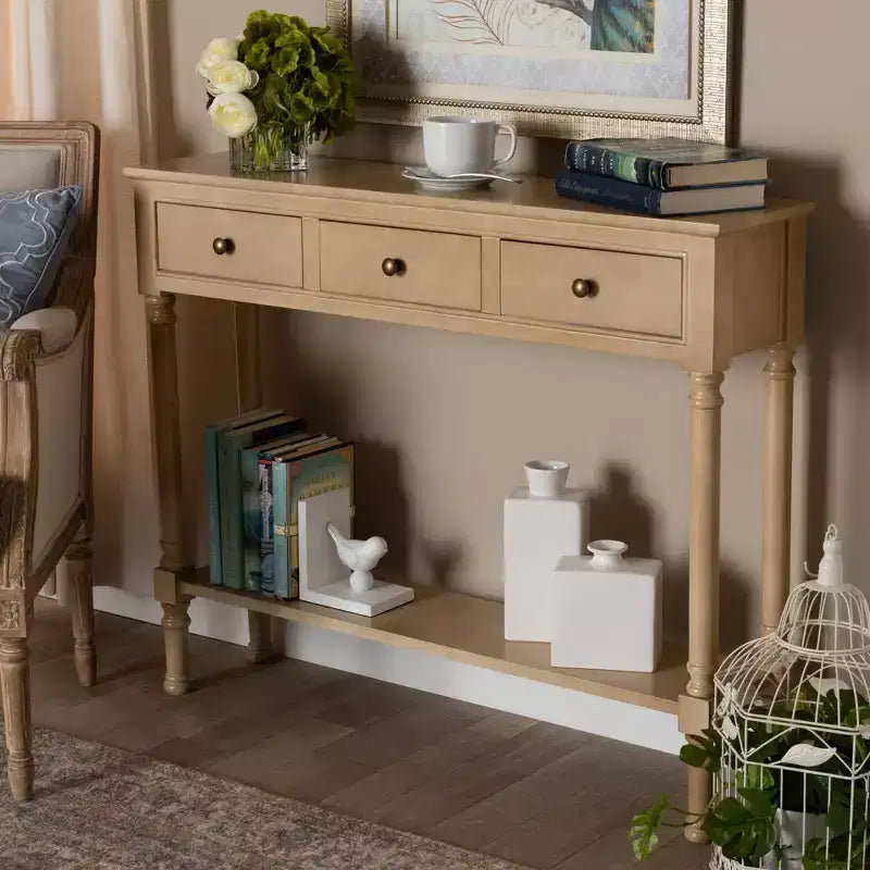 Console de rangement Calvin en bois à 3 tiroirs – Baxton Studio