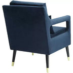 Fauteuil d'appoint capitonné en tissu bleu Tilman de Studio 55D