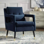 Fauteuil d'appoint capitonné en tissu bleu Tilman de Studio 55D