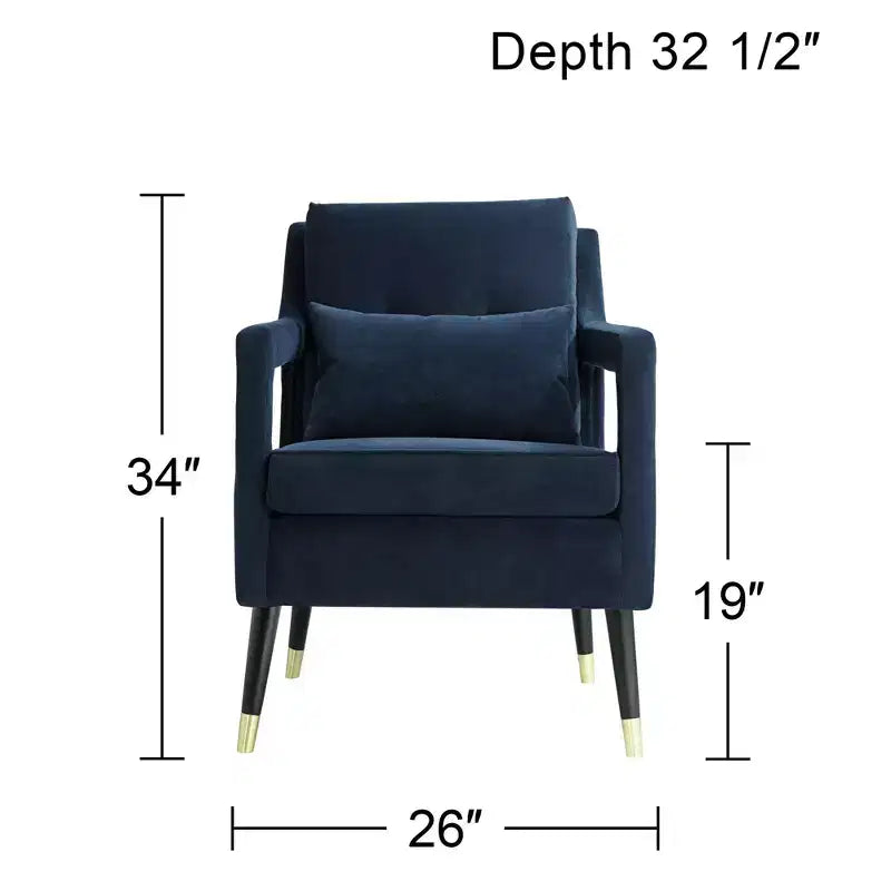 Fauteuil d'appoint capitonné en tissu bleu Tilman de Studio 55D