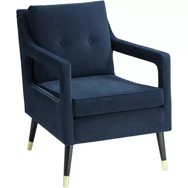 Fauteuil d'appoint capitonné en tissu bleu Tilman de Studio 55D
