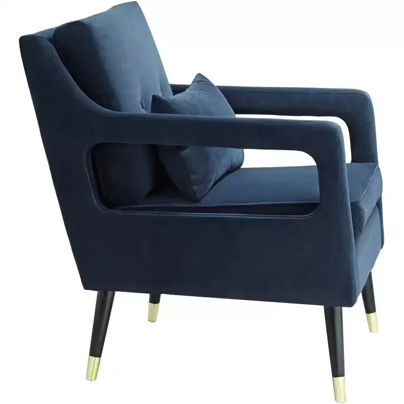 Fauteuil d'appoint capitonné en tissu bleu Tilman de Studio 55D