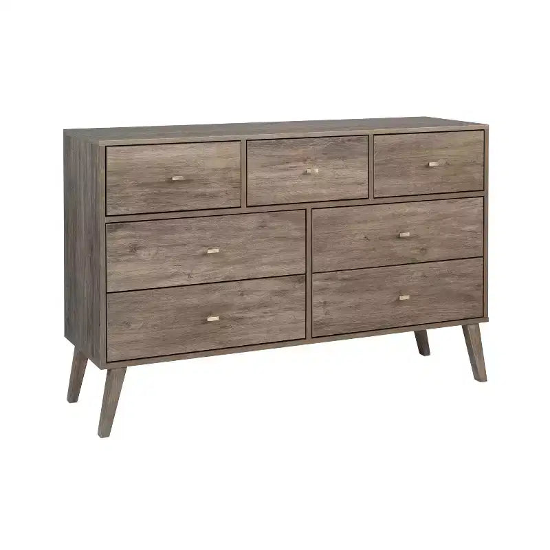 Commode moderne du milieu du siècle Milo à 7 tiroirs - Prepac