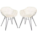 Jadis Woven Leather Dining Chair (Set of 2) - DCH4002 - White/Dark Grey - Safavieh