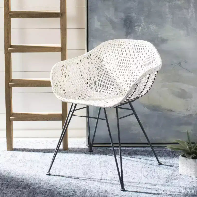 Chaises de salle à manger Jadis en cuir tressé (lot de 2) - DCH4002 - Blanc/Gris foncé - Safavieh