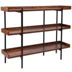 Flash Furniture Mayfair Étagère de Rangement/Bibliothèque à 3 Niveaux de 89 cm de Haut avec Cadre en Métal Noir et Finition Grain de Bois Rustique