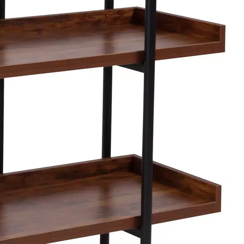 Flash Furniture Mayfair Étagère de Rangement/Bibliothèque à 3 Niveaux de 89 cm de Haut avec Cadre en Métal Noir et Finition Grain de Bois Rustique