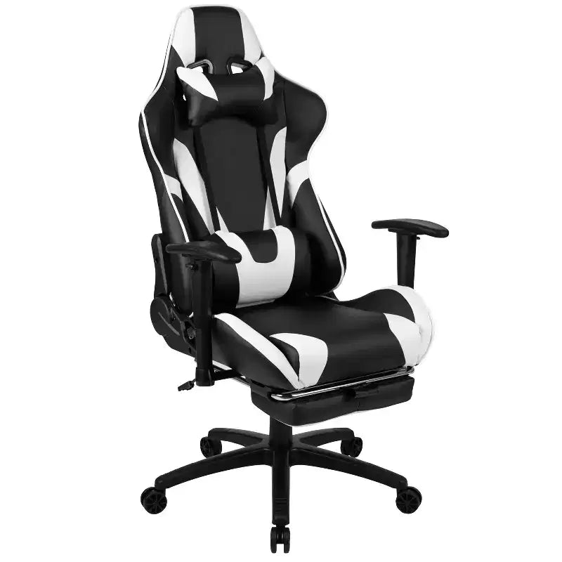 Ensemble bureau de jeu et fauteuil de jeu inclinable Flash Furniture avec repose-pieds, porte-gobelet, support pour casque et support pour moniteur/smartphone