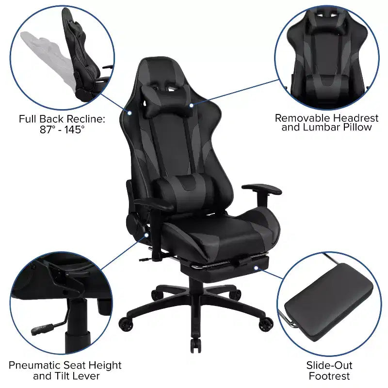 Ensemble bureau de jeu et fauteuil de jeu inclinable Flash Furniture avec repose-pieds, porte-gobelet, support pour casque et support pour moniteur/smartphone