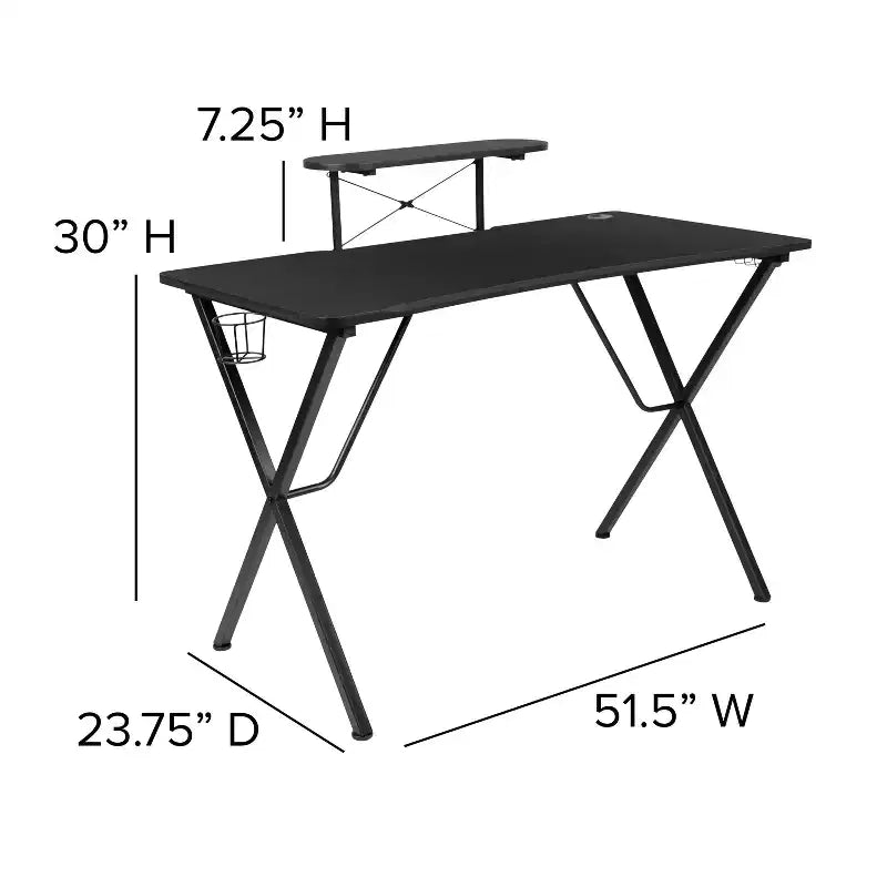 Ensemble bureau de jeu et fauteuil de jeu inclinable Flash Furniture avec repose-pieds, porte-gobelet, support pour casque et support pour moniteur/smartphone