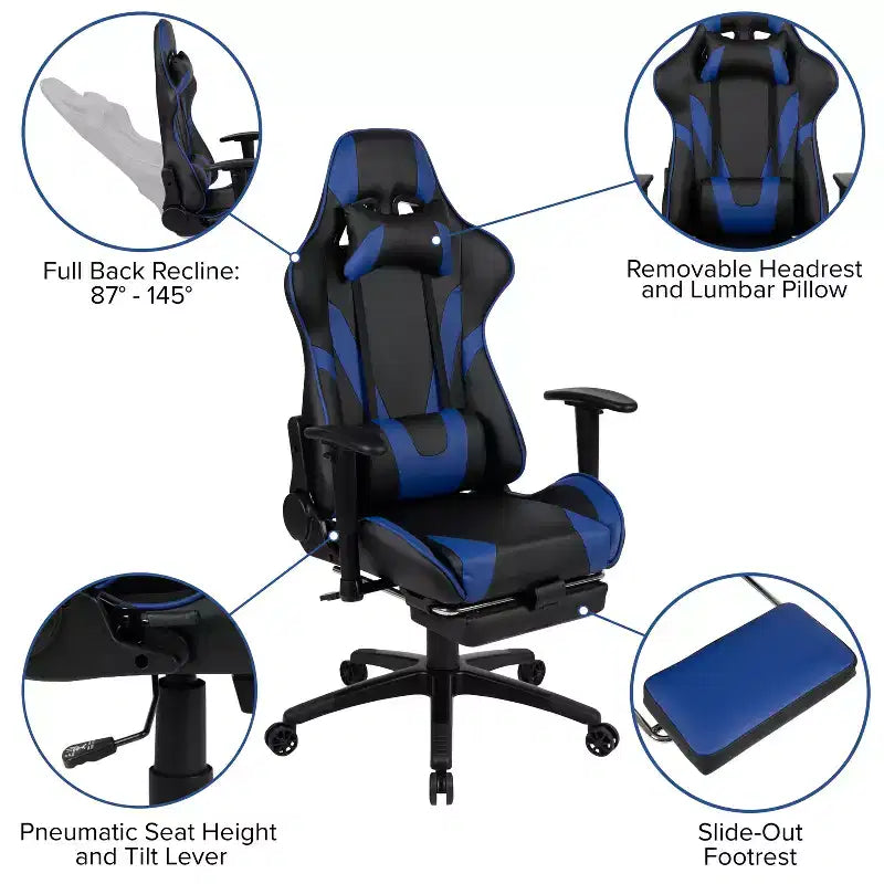 Ensemble bureau de jeu et fauteuil de jeu inclinable Flash Furniture avec repose-pieds, porte-gobelet, support pour casque et support pour moniteur/smartphone