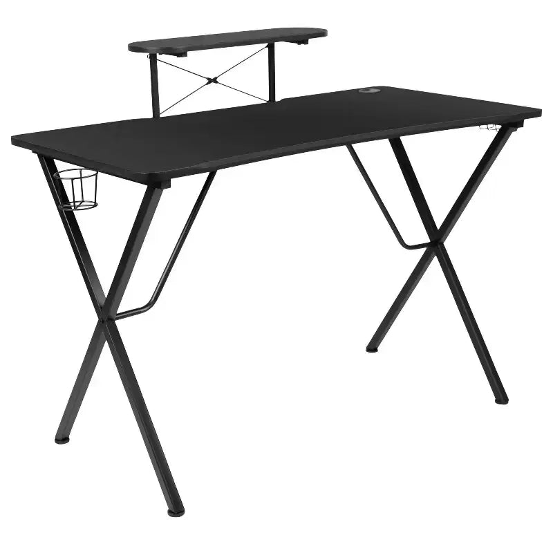 Ensemble bureau de jeu et fauteuil de jeu inclinable Flash Furniture avec repose-pieds, porte-gobelet, support pour casque et support pour moniteur/smartphone