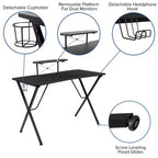 Ensemble bureau de jeu et fauteuil de jeu inclinable Flash Furniture avec repose-pieds, porte-gobelet, support pour casque et support pour moniteur/smartphone