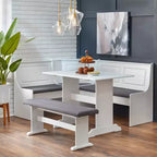 Ensemble de salle à manger Buylateral 3 pièces Polly Farmhouse avec banquette d'angle et table en bois massif