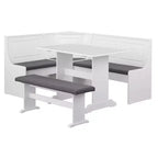 Buylateral 3pc Polly Farmhouse Upholstered Solid Wood Breakfast Nook Dining Set