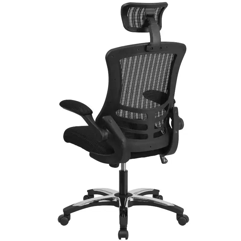 Fauteuil de bureau ergonomique de direction Flash Furniture Kelista à dossier haut en maille noire, pivotant, avec accoudoirs relevables et appuie-tête réglable