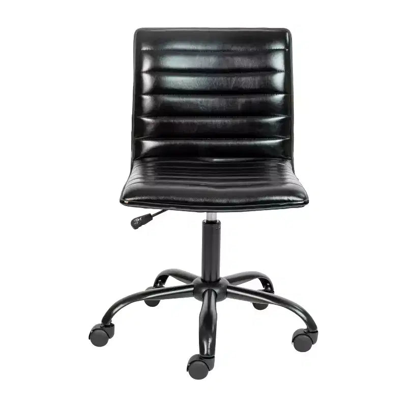 Chaise de bureau pivotante sans accoudoirs nervurée à dossier bas Flash Furniture