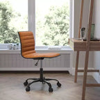 Chaise de bureau pivotante sans accoudoirs nervurée à dossier bas Flash Furniture