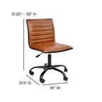 Chaise de bureau pivotante sans accoudoirs nervurée à dossier bas Flash Furniture