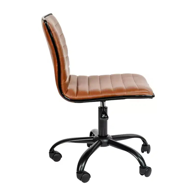 Chaise de bureau pivotante sans accoudoirs nervurée à dossier bas Flash Furniture
