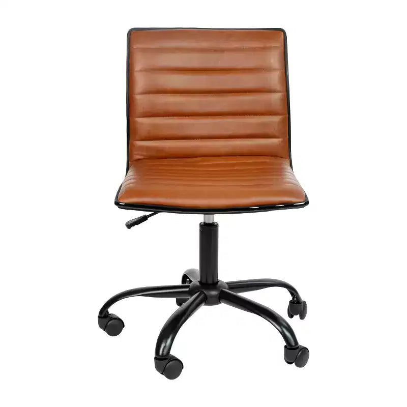 Chaise de bureau pivotante sans accoudoirs nervurée à dossier bas Flash Furniture