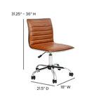 Chaise de bureau pivotante sans accoudoirs nervurée à dossier bas Flash Furniture